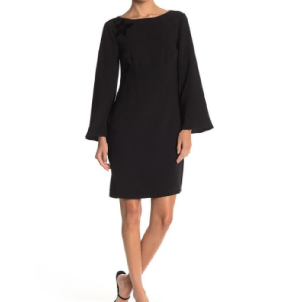 TRINA TURK Bell Sleeve Mesh Back Dress - SIZE 12 - Black
